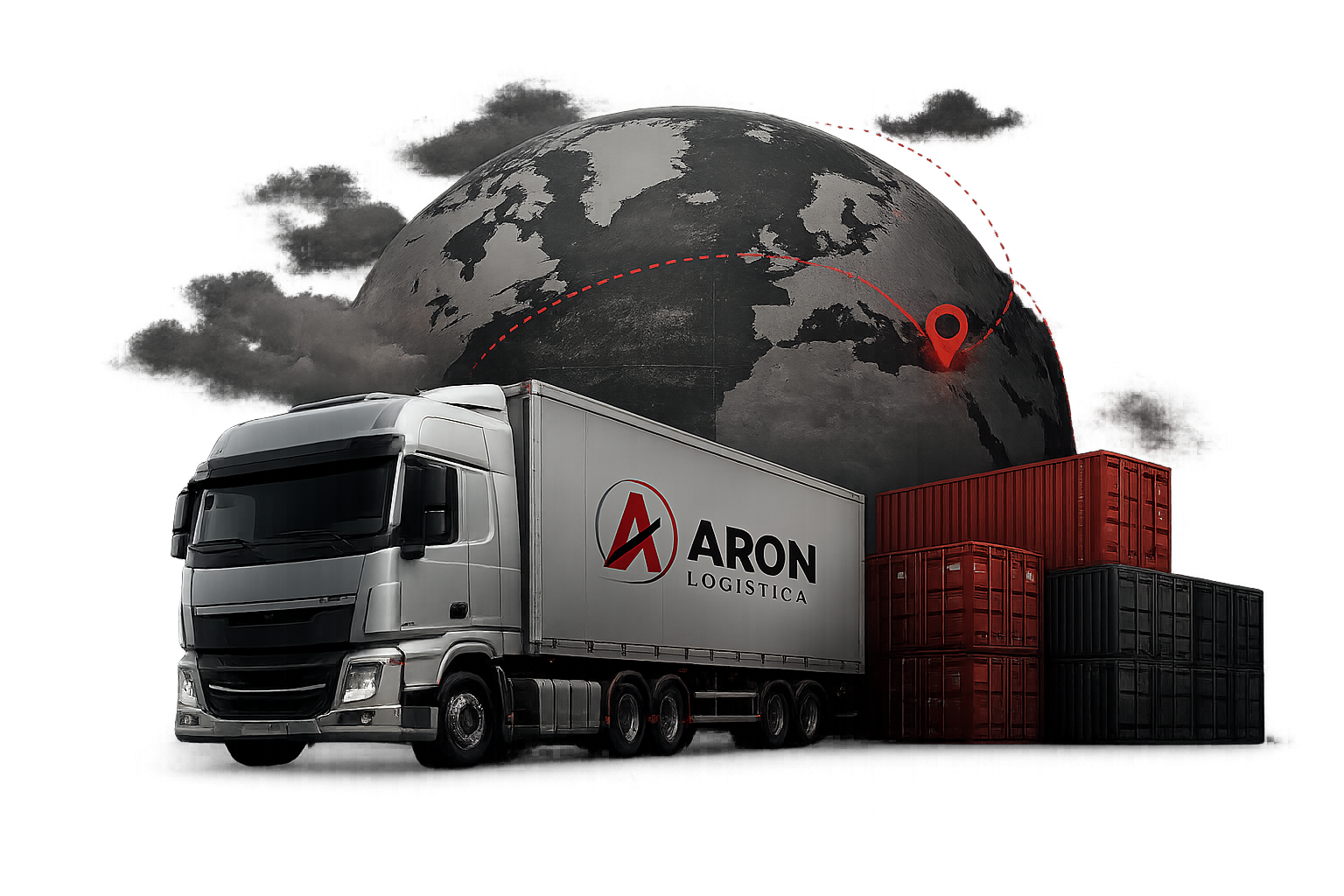 Camión de Aron Logística con contenedores y cobertura nacional
